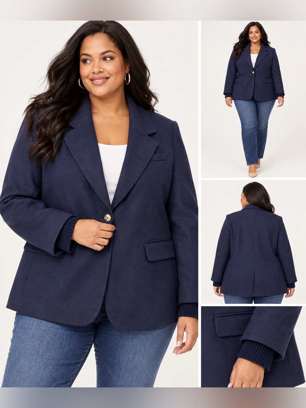 Free Assembly Navy Blue Blazer Jacket 3X 24W-26W NWT